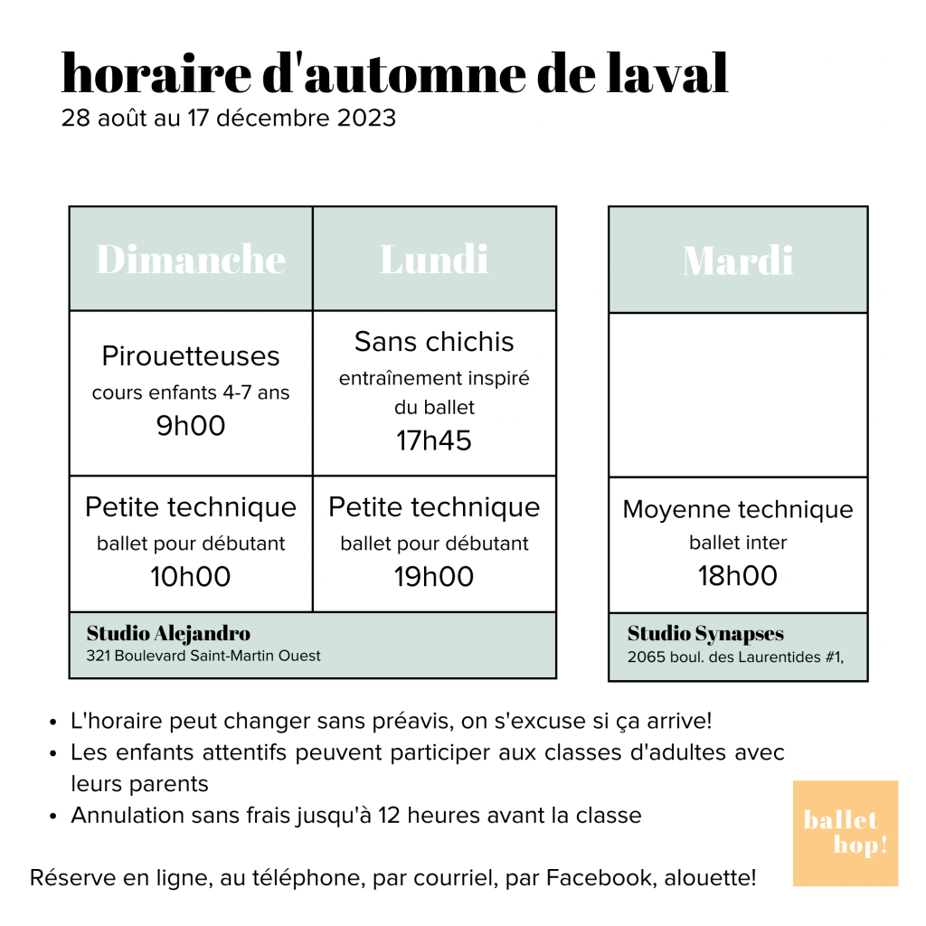 Horaire d’automne de laval 30 octobre 2023
